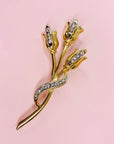 1970s Oroton gold plated bouquet of roses brooch with Swarovski crystals