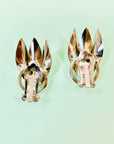 1950s silver nickel white flower shape clip on earrings