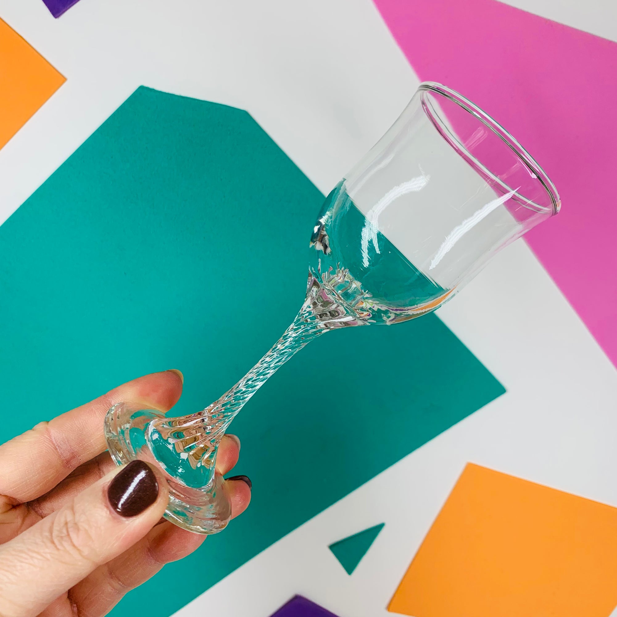 Midcentury twist stem sweet wine glasses