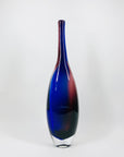 Retro Czech hand made cobalt blue purple sommerso glass bottle vase