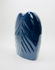 1980s Japanese navy porcelain fan vase