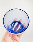 Blue Etched Glass Tumblers with Vine Pattern