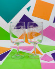 Rare 1950s clear hand etched vine pattern wine glasses