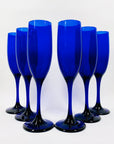 Vintage Libbey cobalt blue glass champagne flutes