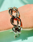 1970s West German silver plated fancy double links with fob clasp bracelet