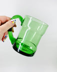 Rare Midcentury Italian green glass set with detachable leather sleeves