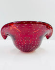 1950s MURANO RED BULLICANTE GLASS SHELL BOWL