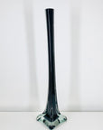 Very tall midcentury black glass vase