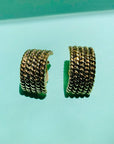 1980s gold plated filigree wide half hoop clip on earrings