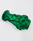 1920s MALACHITE GLASS BACCANTUS NUDE POSY VASE