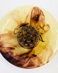 Antique Davidson glass float vase with matching glass flower frog