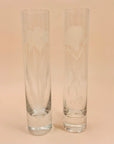 1940s hand etched tube glass vase