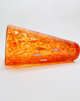1980s orange mouth blown studio speckled art glass cylinder vase