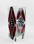 Extremely rare antique Art Deco black and ruby enamel rectangular glass vase by Karl Palda