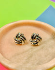 Rare 1960s French silver plated mini knot stud earrings