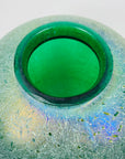 Large antique Art Nouveau Kralik hand made peacock iridescent crackle glass vase