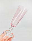 Midcentury harlequin glass champagne flutes