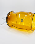 Rare large Midcentury Bohemian amber glass footed vase