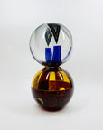 Antique Art Deco black and cobalt blue enamel globe glass posy vase by Karl Palda