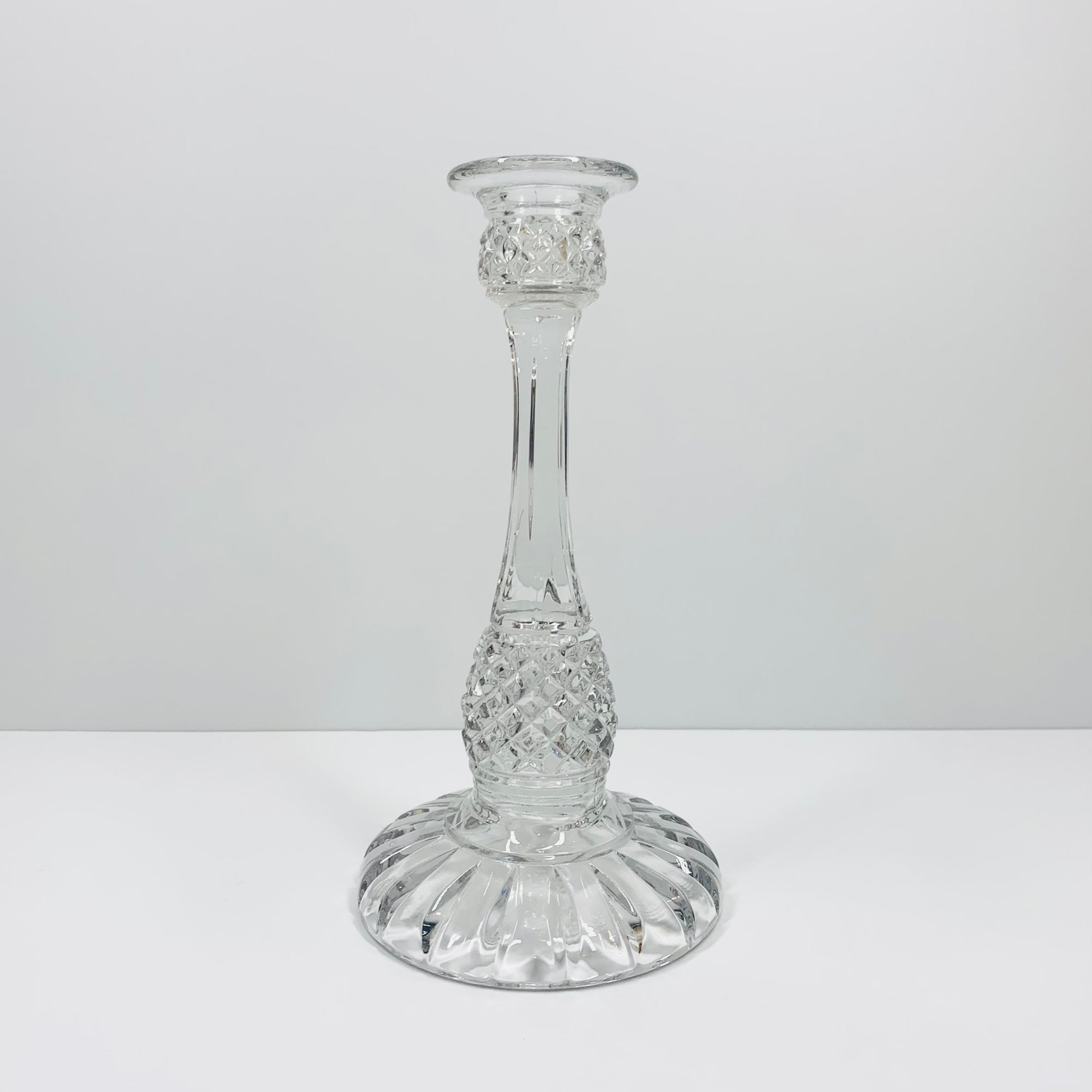 Antique tall cut crystal candle holder