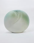 1980s Japanese modernist matte green pottery ikebana vessel
