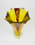 Extremely rare antique Art Deco footed spiral citrine and ruby enamel vase by Karl Palda