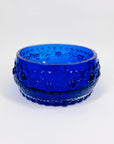 Midcentury Finnish cobalt blue glass bowl by Tamara Aladin with relief
