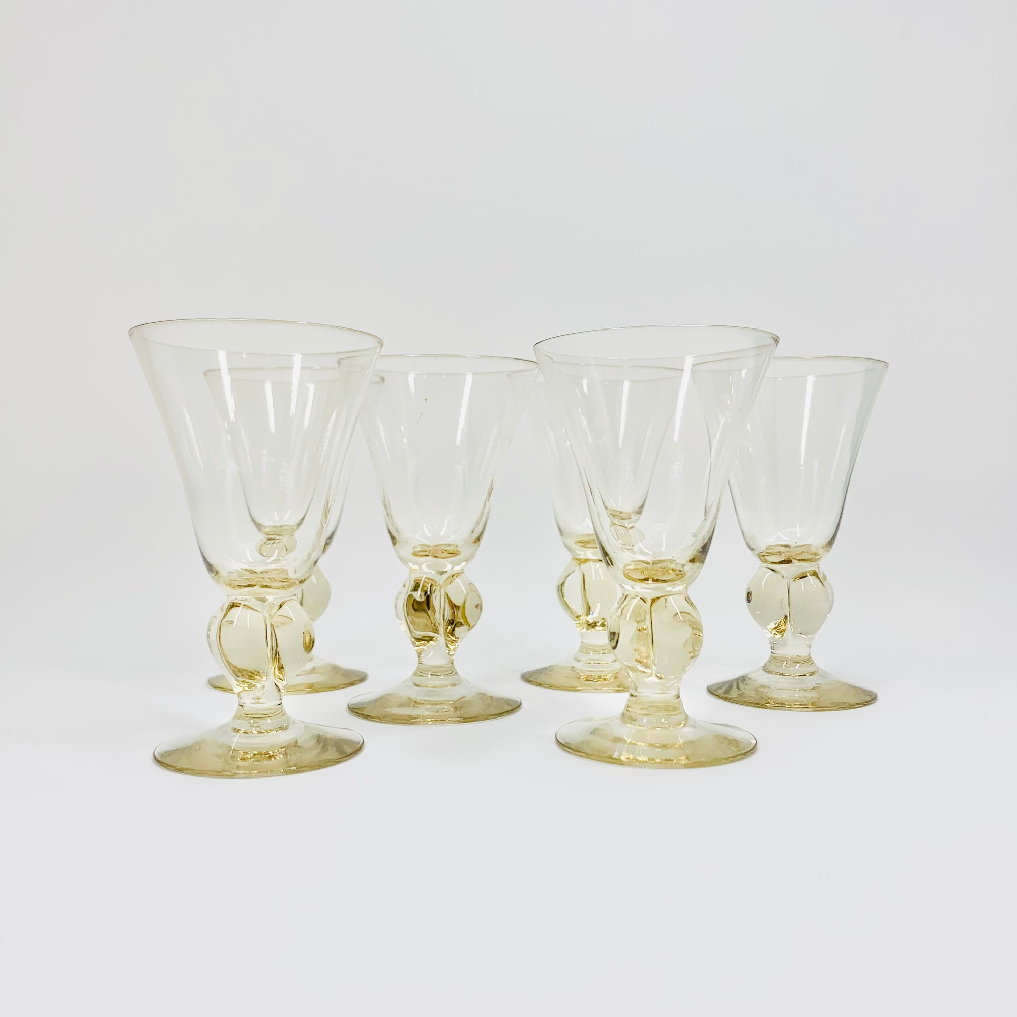 Rare Midcentury Swedish hand made citrine liqueur glasses with short stem