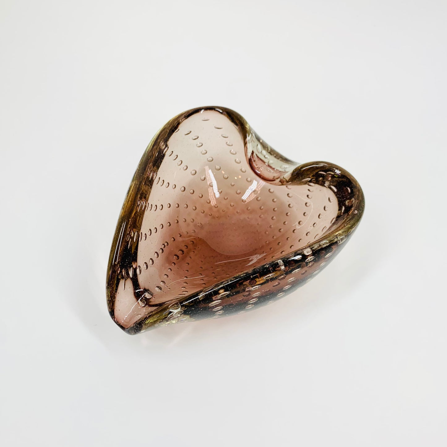 MCM MURANO AMETHYST PINCHED BOWL/ASHTRAY WITH CONTROLLED BUBBLES
