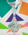1970s faceted paperweight petal foot glass stem wine glasses