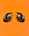 1960s Italian navy blue enamel clip on earrings