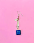 Midcentury sterling silver lapis drop earrings