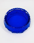 Midcentury Finnish cobalt blue glass bowl by Tamara Aladin with relief