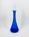 MCM American blue glass bottle decanter with clear stopper