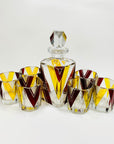 Extremely extremely rare antique Art Deco ruby & gold enamel glass decanter set by Karl Palda