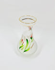 1970s hand painted satin glass posy vase with floral motif
