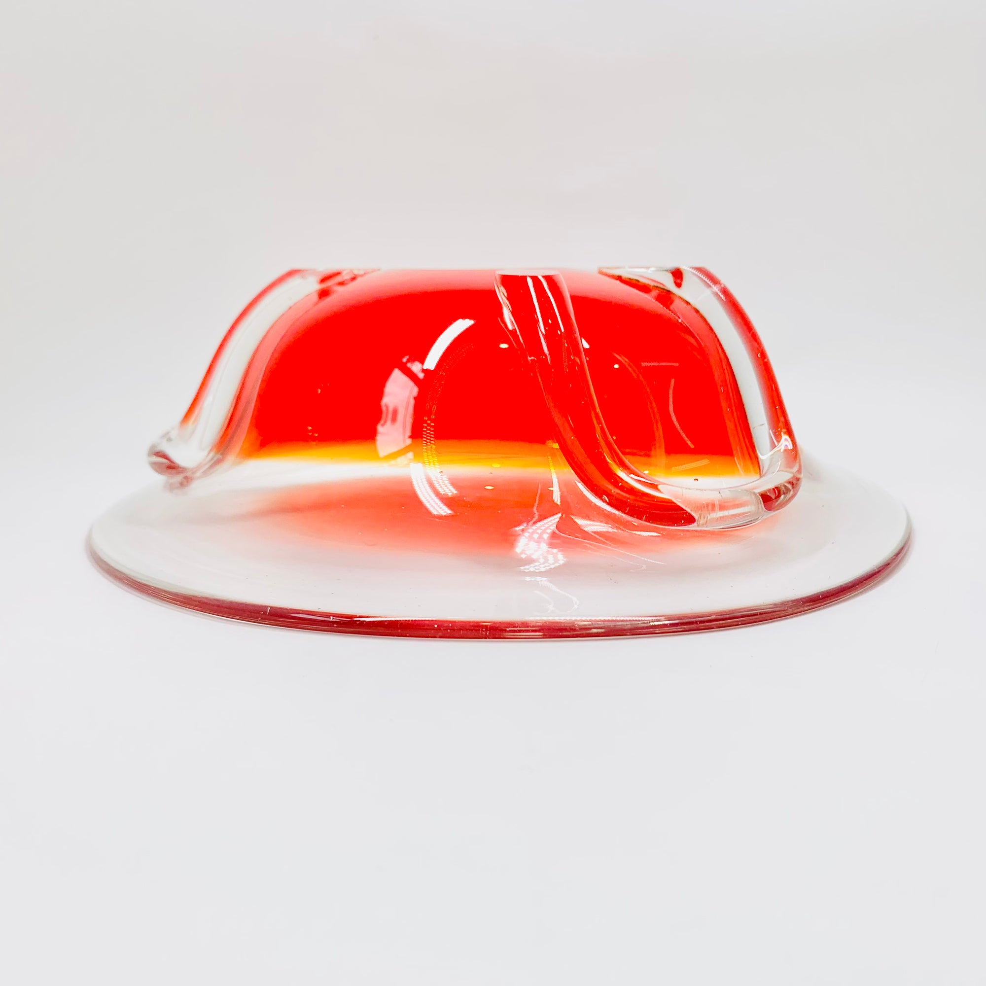 Midcentury hand made Murano red glass salad/fruit bowl