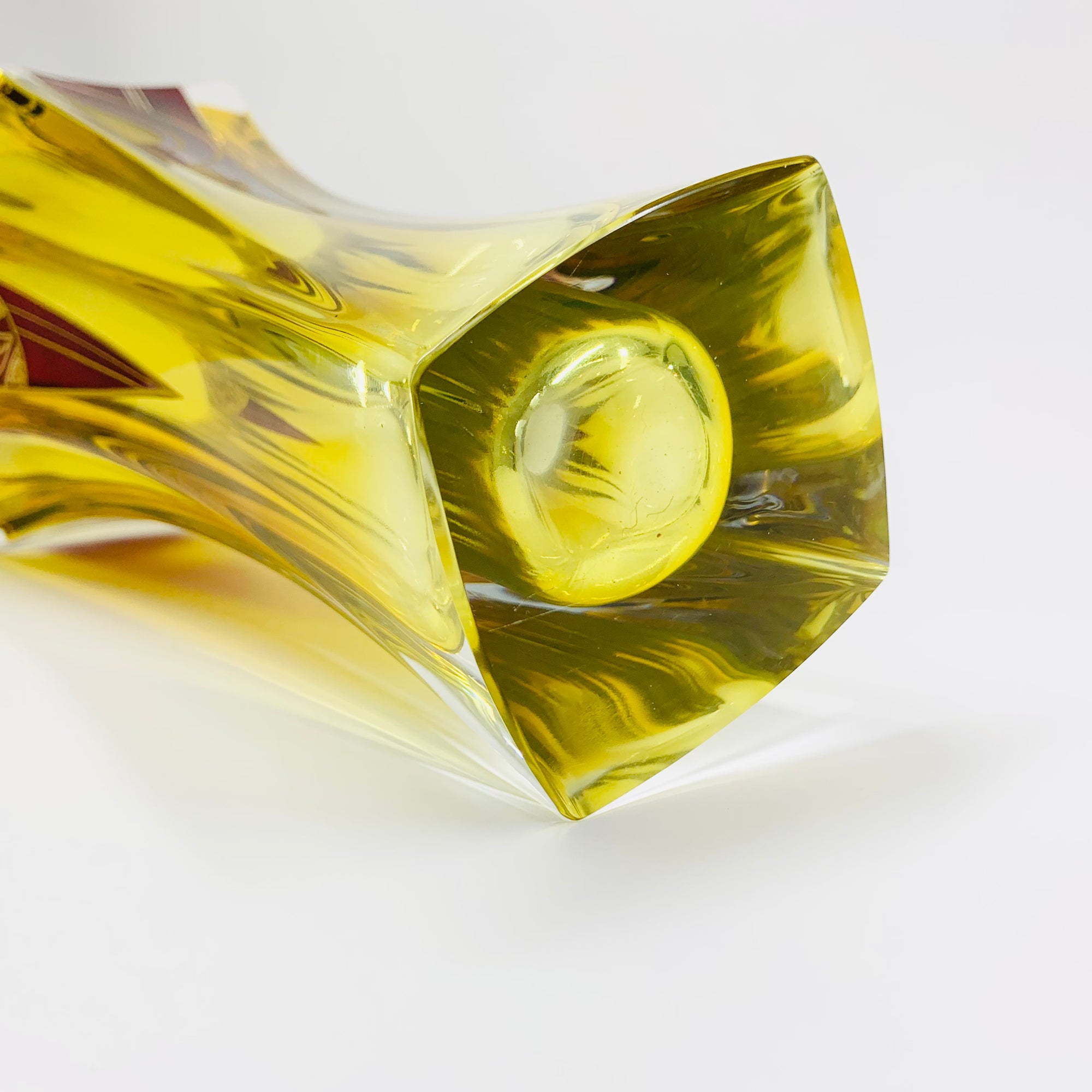 Extremely rare antique Art Deco footed spiral citrine and ruby enamel vase by Karl Palda