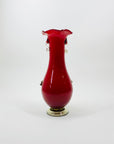 Mouth blown Midcentury Italian colour cased glass with ruffle rim posy vase