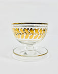 Rare Midcentury Tiffin dessert coupe with gold gilding leaves pattern