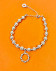 Vintage silver plated bracelet with metal beads