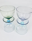 Rare Midcentury hand etched harlequin coupe/dessert glasses