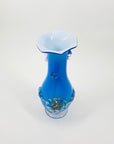 Mouth blown Midcentury Italian colour cased glass with ruffle rim posy vase