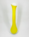 Rare 1970s tall hand made Japanese yellow & green cased glass swung vase