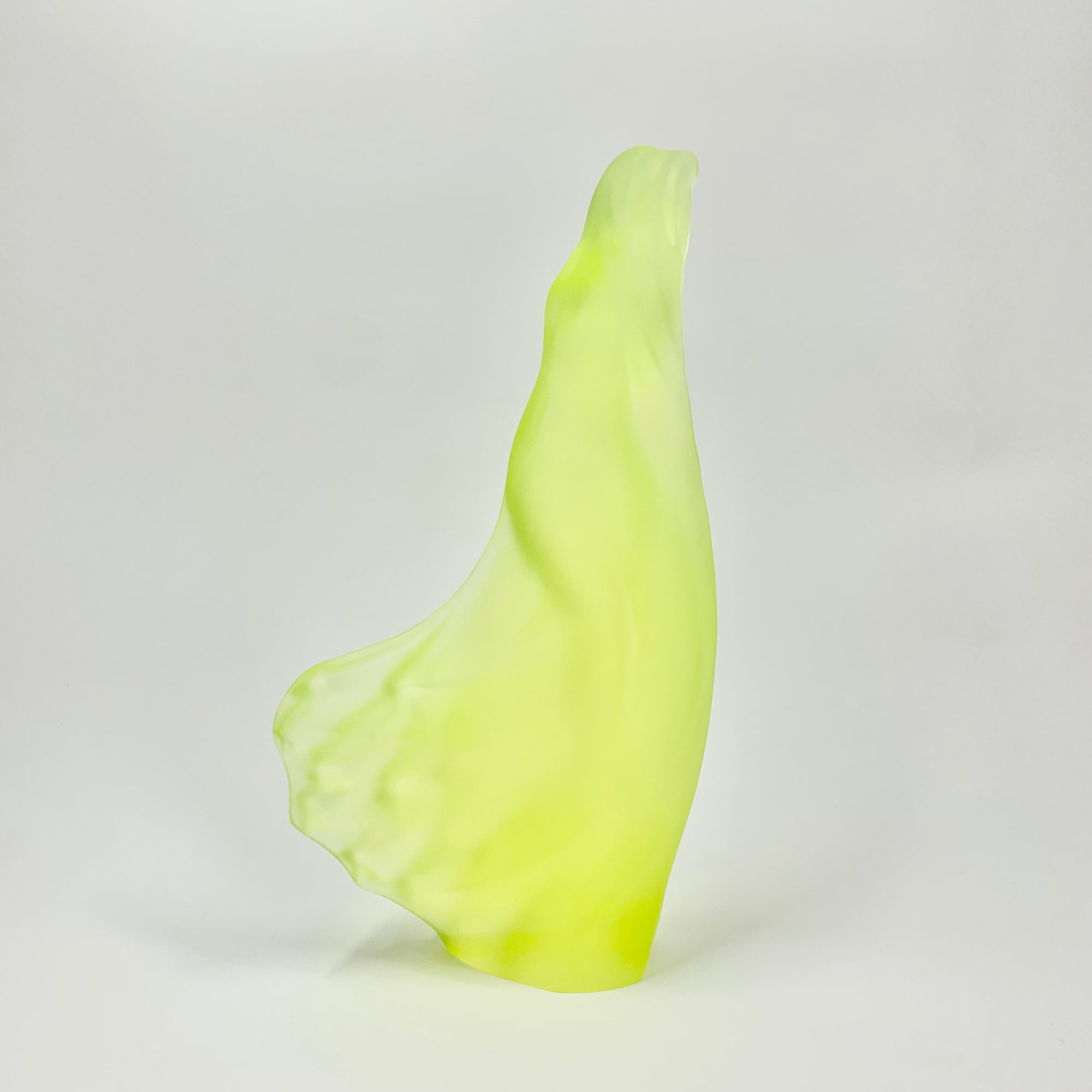 Art Deco reproduction of Lalique Nude with star bangle cape figurine in uranium glass