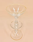 Antique crystal champagne coupe with gold gilding rim