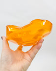 1970s JAPANESE MANDARIN ORANGE GLASS PINCHED BOWL