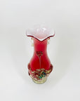 Mouth blown Midcentury Italian colour cased glass with ruffle rim posy vase