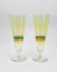 Extremely rare antique flashed iridescent gold glass champagne flutes