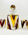 Extremely extremely rare antique Art Deco ruby & gold enamel glass decanter set by Karl Palda